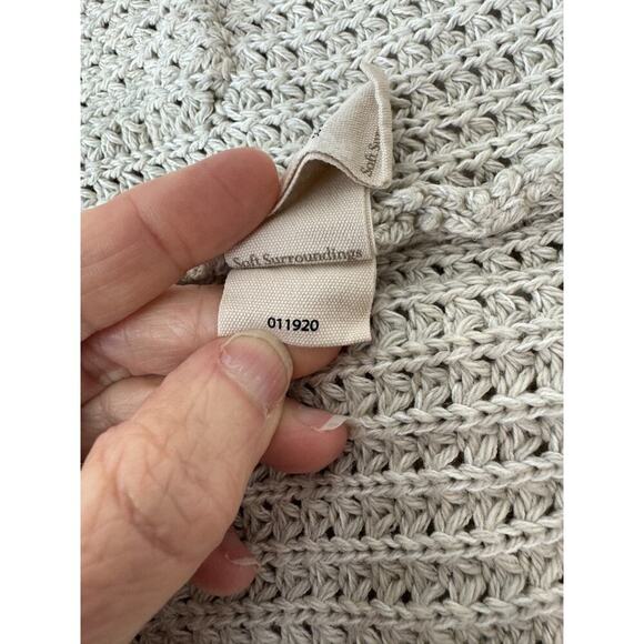 Oversized Cardigan Sweater Beige Waffle-Knit Shell-Style Buttons Medium Cozy - Picture 8 of 10